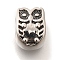 304 Stainless Steel European Beads, Large Hole Beads, Owl, Antique Silver, 11x7.5x7.5mm, Hole: 5mm
