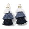 Polycotton Tassel Pendant Decorations, with Iron Loops, White, 34~45x4~5mm, Hole: 3mm