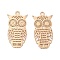Long-Lasting Plated Brass Filigree Pendants, Owl Charms, Cadmium Free & Nickel Free & Lead Free, Light Gold, 16.5x9x0.3mm, Hole: 1mm