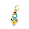 Brass Enamel Charms, with Jump Rings, Cadmium Free & Nickel Free & Lead Free, Real 18K Gold Plated, Rocket, 14x6x1.8mm, Hole: 3.2mm