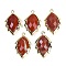 Natural Red Jasper Faceted Leaf Pendants, Rack Plating Brass Charms, Golden, 23x13.5x5.5mm, Hole: 1.2mm
