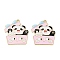 Alloy Enamel Pendants, Golden, Panda Charm, Pearl Pink, 30.5x28x1mm, Hole: 1.6mm