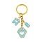 Alloy Enamel Keychain, with with Iron Findings, Footprint, Dark Turquoise, 7.5cm