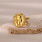 304 Stainless Steel Adjustable Cuff Rings, Flat Round with Women, Real 18K Gold Plated, Inner Diameter: Adjustable