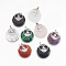 Natural & Synthetic Gemstone Pendants, with Platinum Tone Brass Findings, Flat Round with Tree of Life, 32x28x6mm, Hole: 4x5mm