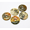 Donut/Pi Disc Natural Gemstone Pendants, Crazy Agate, Donut Width: 16mm, 40x5.5mm, Hole: 8mm