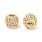 Brass Clear Cubic Zirconia Beads, Cadmium Free & Nickel Free & Lead Free, Round, Real 18K Gold Plated, 6x4.5mm, Hole: 2.5mm