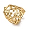 304 Stainless Steel Open Cuff Rings, Hollow, Real 18K Gold Plated, US Size 7 3/4(17.9mm)