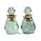 Natural Green Fluorite Perfume Bottle Pendants, Faceted Gems Bottle Charms with 304 Stainless Steel Findings, Golden, 35~35.5x20~20.5x13.5~14mm, Hole: 1.8mm