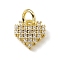 Brass Micro Pave Clear Cubic Zirconia Heart Charms, with Open Jump Rings, Cadmium Free & Lead Free, Real 18K Gold Plated, 8x8x2.2mm, Jump Ring: 4.5x0.7mm, Inner Diameter: 3mm