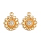Brass Micro Pave Cubic Zirconia Charms, Sunflower Charms, Nickel Free, Real 18K Gold Plated, 14x11.5x3mm, Hole: 1.4mm
