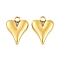Ion Plating(IP) 304 Stainless Steel Pendants, Heart Charm, Real 18K Gold Plated, 16x12x3.5mm, Hole: 1.8mm