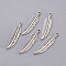 Tibetan Style Alloy Charms, Lead Free & Cadmium Free & Nickel Free, Feather, Antique Silver, 42x10x2mm, Hole: 2mm