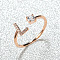 Brass Micro Pave Cubic Zirconia Cuff Rings for Women, Open Rings, Rose Gold, Letter L, Inner Diameter: 16~19mm
