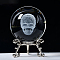 Carving Crystal Ball, Glass Sphere Decoration, with Platinum Tone Alloy Stand, Clear, Skeleton, 60mm