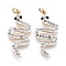 316 Surgical Stainless Steel Pendants, with Polymer Clay Rhinestone and Jump Ring, Snake, Golden, 18x9x2mm, Jump Ring: 3x0.5mm, 1.6mm Inner Diameter