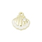 Rack Plating Alloy Enamel and Rhinestone Pendants, Cadmium Free & Nickel Free & Lead Free, Shell Shape, Golden, White, 13x12x3.5mm, Hole: 1.5mm