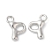 Brass Charms, Real Platinum Plated, Letter P, 14x10x3mm, hole: 2.5mm