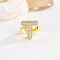 Brass Micro Pave Clear Cubic Zirconia Cuff Rings, Golden, Letter T, Inner Diameter: Adjustable