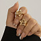 Star Alloy Adjustable Cuff Rings, for Women, Light Gold, Inner Diameter: 17mm