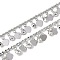 Handmade Brass & Rhinestone Chains, for Necklaces Bracelets Making, Long-Lasting Plated, Soldered, with Spool, Heart, Platinum, 3x1.5x1mm, about 16.40 Feet(5m)/Roll