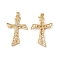 Rack Plating Brass Pendants, with Cubic Zirconia, Religion Cross Charm, Cadmium Free & Lead Free, Long-Lasting Plated, Real 18K Gold Plated, 40x25x3.5mm, Hole: 5x3.5mm