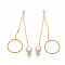 Brass Pendants, with ABS Plastic Imitation Pearl, Nickel Free, Real 18K Gold Plated, Ring, 49x14.5x1mm, Hole: 1.5mm