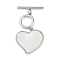Brass Shell Toggle Clasps, Cadmium Free & Nickel Free & Lead Free, Heart, Platinum, Heart: 35mm long, Pendant: 21.5x22x2mm, Hole: 1.2mm, Bar: 22x4x2mm, Hole: 1.2mm