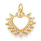 Brass Micro Pave Clear Cubic Zirconia Pendants, Cadmium Free & Lead Free, with Shell, Heart, with Jump Ring, Real 18K Gold Plated, 18x17.5x2.5mm, Hole: 3mm