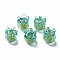 Handmade Gold Foil Lampwork Beads, Jellyfish, Turquoise, 8.5~9.5x8.5mm, Hole: 1~1.5mm