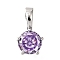 Brass Micro Pave Cubic Zirconia Charms, Cadmium Free & Nickel Free & Lead Free, Flat Round, Platinum, 12.5x7x6mm, Hole: 3x3.5mm