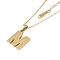 Ion Plating(IP) Initial Letter 304 Stainless Steel Pendant Necklaces, Real 18K Gold Plated, Letter M, 15.87 inch(40.3cm), Pendant: about 17x13.5mm