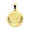 Brass Pendants, Cadmium Free & Nickel Free & Lead Free, Real 18K Gold Plated, Flat Round with Constellations, Pisces, 24x20.5x2mm, Hole: 8x3.5mm