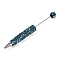 Iron Beadable Pen, Ball-Point Pen, with Polymer Clay Rhinestone, for DIY Personalized Pen with Jewelry Beads, Random Underlay, Blue Zircon, 149x16mm