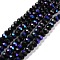 Electroplate Opaque Solid Color Glass Beads Strands, Half Rainbow Plated, Faceted, Rondelle, Black, 8x6mm, Hole: 1mm, about 63~65pcs/strand, 39~40cm