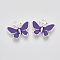 Brass Enamel Pendants, Nickel Free, Butterfly, Dark Violet, Real Platinum Plated, 16.5x19.5x2.5mm, Hole: 1.6mm