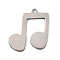 201 Stainless Steel Charms, Laser Cut, Musical Note Charm, Anti-Tarnish, Stainless Steel Color, 12x10x1mm, Hole: 1mm