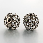Латунные микро проложить кубический цирконий круглых бусин ZIRC-J004-02B