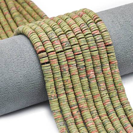 Природные Unakite бисер нитей G-P575-B25-6x1mm-1