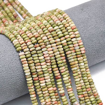 Природные Unakite бисер нитей G-P575-A12-4x2mm-02-1