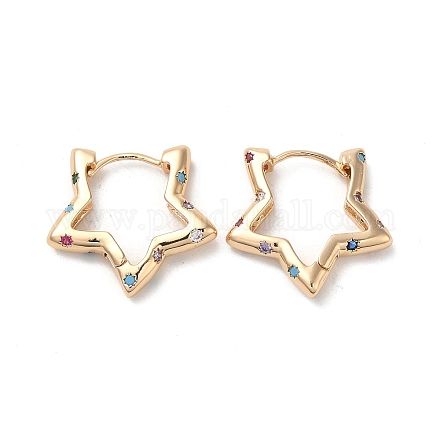 Серьги-кольца из латуни с микро-паве EJEW-M238-67KCG-1