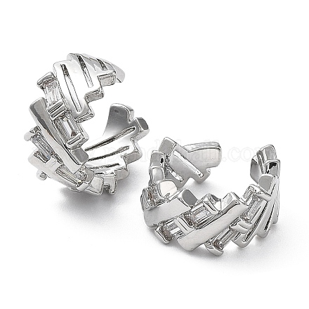 Серьги-каффы из латуни с микропаве и кубическим цирконием EJEW-M226-01P-1