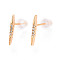 Brass Micro Pave Clear Cubic Zirconia Stud Earrings, Long-Lasting Plated, Fusiform, Nickel Free, Real 18K Gold Plated, 12.8x1.2mm, Pin: 0.7mm