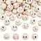 PH PandaHall 80Pcs 4 Styles Wood Smile Beads 17.5mm, Wooden Beads Laughing Natural Face Print Round Spacer Beads for Animal Model Head Bracelet Necklace Jewelry Macrame Hair Crafts, 4mm Hole