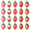 25Pcs 5 Styles Printed Alloy Pendants, Lead Free & Cadmium Free & Nickel Free, Strawberry Charm, Light Gold, Red, 17x10.5x2.5mm, Hole: 1.8mm, 5pcs/style