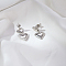 Simple Heart Stainless Steel Dangle Stud Earrings, Silver, 25.64x13.84mm
