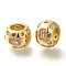 Brass Micro Pave Cubic Zirconia Beads, Lead Free & Cadmium Free, Long-Lasting Plated, Real 18K Gold Plated, 14.5x10mm, Hole: 7.5mm