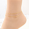 Stainless Steel Charm Anklets for Women, Real 18K Gold Plated, Round, 8.27 inch(21cm)