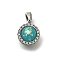 Brass Micro Pave Cubic Zirconia Pendants, Cadmium Free & Nickel Free & Lead Free, with Resin, Flat Round, Turquoise, 12x10x7.5mm, Hole: 4.5x3mm
