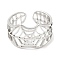 Non-Tarnish 304 Stainless Steel Hollow Spider Web Open Cuff Ring for Women, Stainless Steel Color, US Size 6(16.5mm)